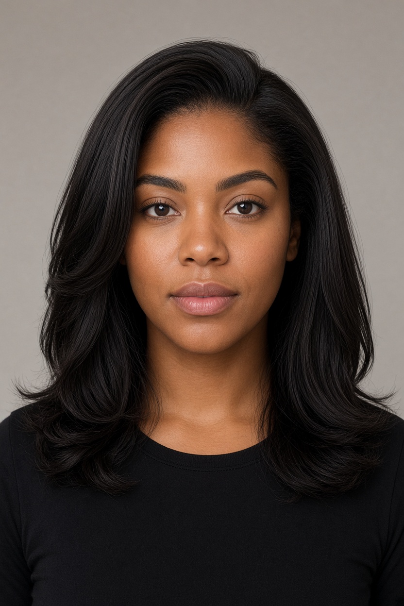 A modern blowout on straight hair