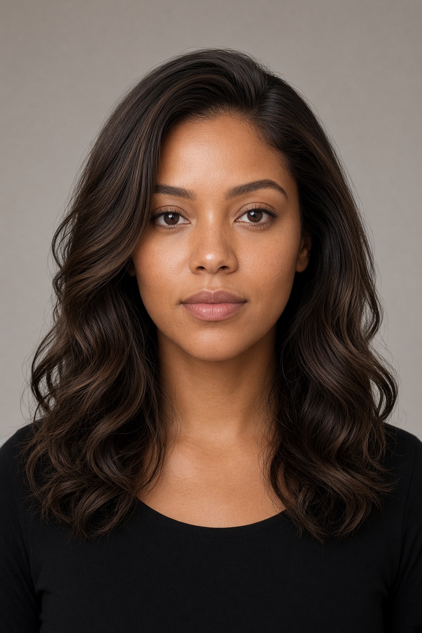 Modern blowout on wavy hair